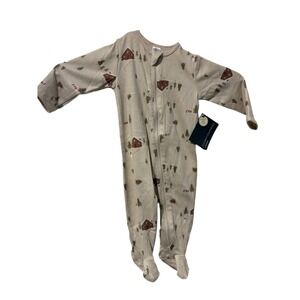 Modern Moments by Gerber Neutral Winter Village Cabin Footed Sleeper 3-6M NEW